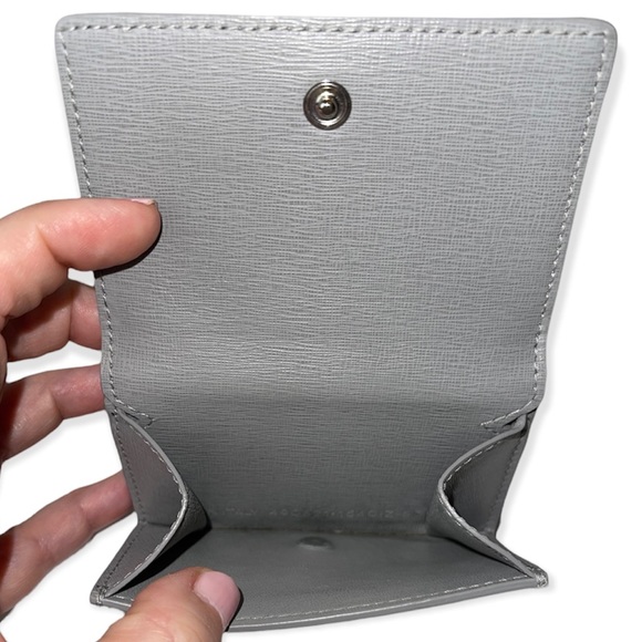 BALENCIAGA Mini Wallet Grey Saffiano Leather Trifold Wallet Dust Bag Box EUC - Picture 3 of 13